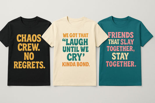 Round Neck BFF T Shirt Printed