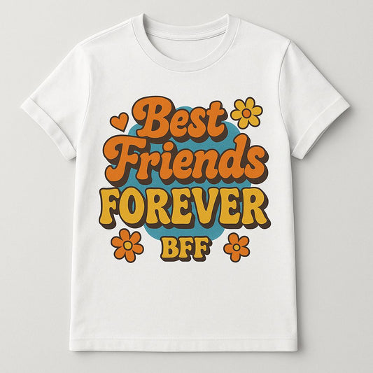 Round Neck BFF T Shirt Printed